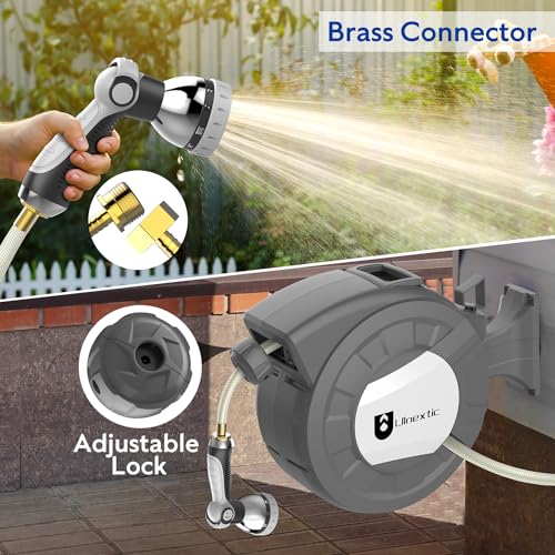 Retractable Garden Hose Reel, 1/2 in x 110 ft, Wall Mounted L696