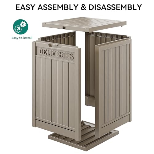 60 Gallon Outdoor Package Storage Box, Double-Wall Resin, Waterproof Deck Box for Porch O69284