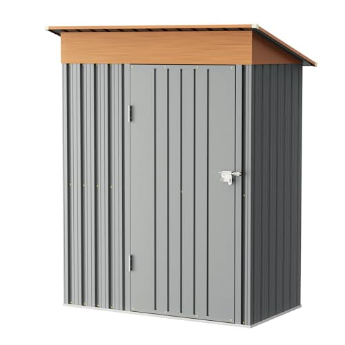 Outdoor Storage Shed with Lockable Door, Compact Metal Tool Shed for Garden O328