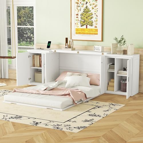 Wall Cabinet Bed with Storage and Bookcase Headboard F651615