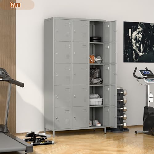 6 Door Metal Storage Locker with 18 Hooks, Black & Dark Grey K6611