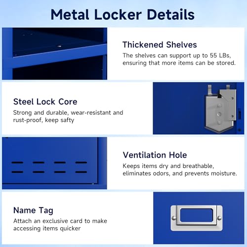 Metal Storage Cabinet, 5 Doors, Blue W429