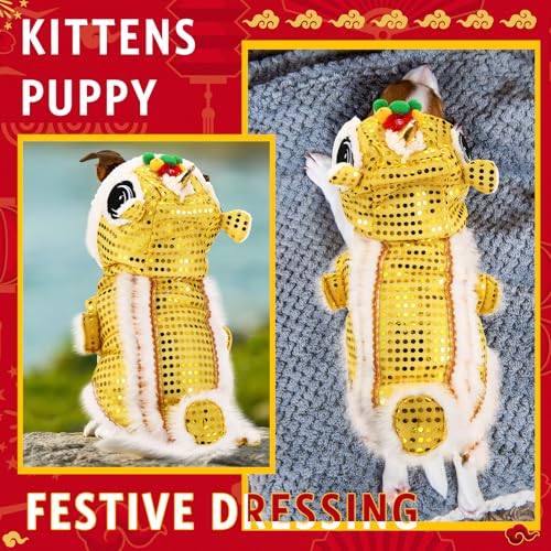 Lion Dance Dog Costume with Sequins for Chinese New Year Pet Outfit D95409