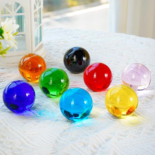 40mm Ice Cracked Crystal Chakra Balls with LED Wooden Base Night Light N984594