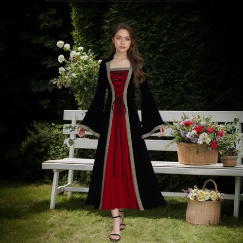 Medieval Tea Party Dress with Bubble Sleeves and Belt J695606