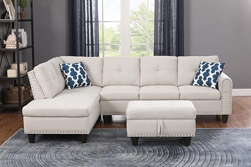 4-in-1 Convertible L Shaped Couch with Pull Out Bed and Storage Z983