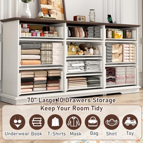 10 Drawer Dresser with Charging Station for Bedroom U18444