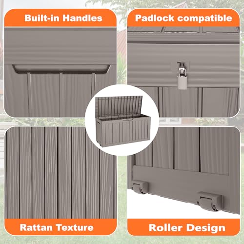 100 Gallon Resin Deck Box, Lockable Patio Outdoor Storage, Waterproof - Black F75230