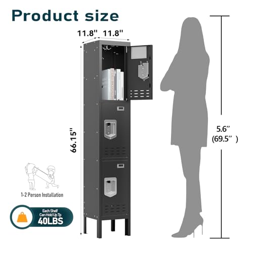 5-Door Steel Storage Locker with Hooks and Card Slots M92401