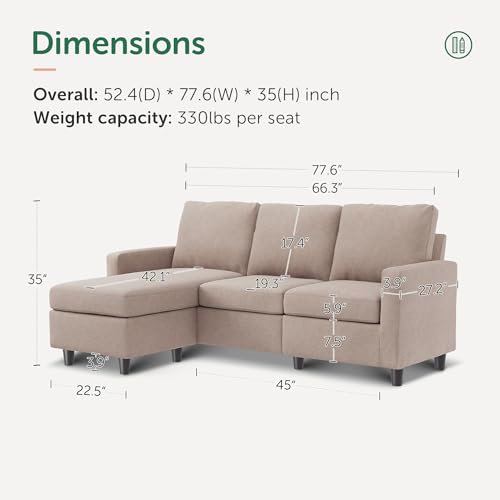 Convertible Sectional Sofa L Shaped Couch with Reversible Chaise U238492