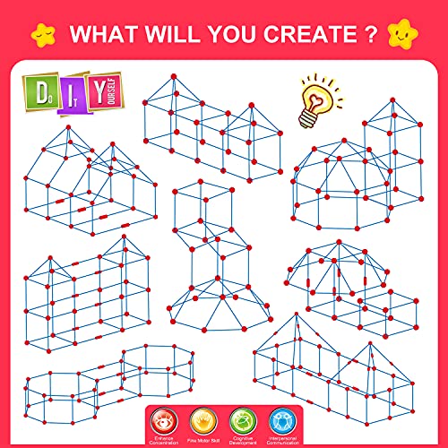 Fort Building Kit for Kids, STEM Construction Toys, 140 Pieces V503086
