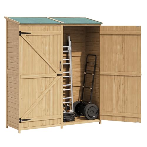 Outdoor Storage Shed with Waterproof Roof and Double Lockable Doors Z211