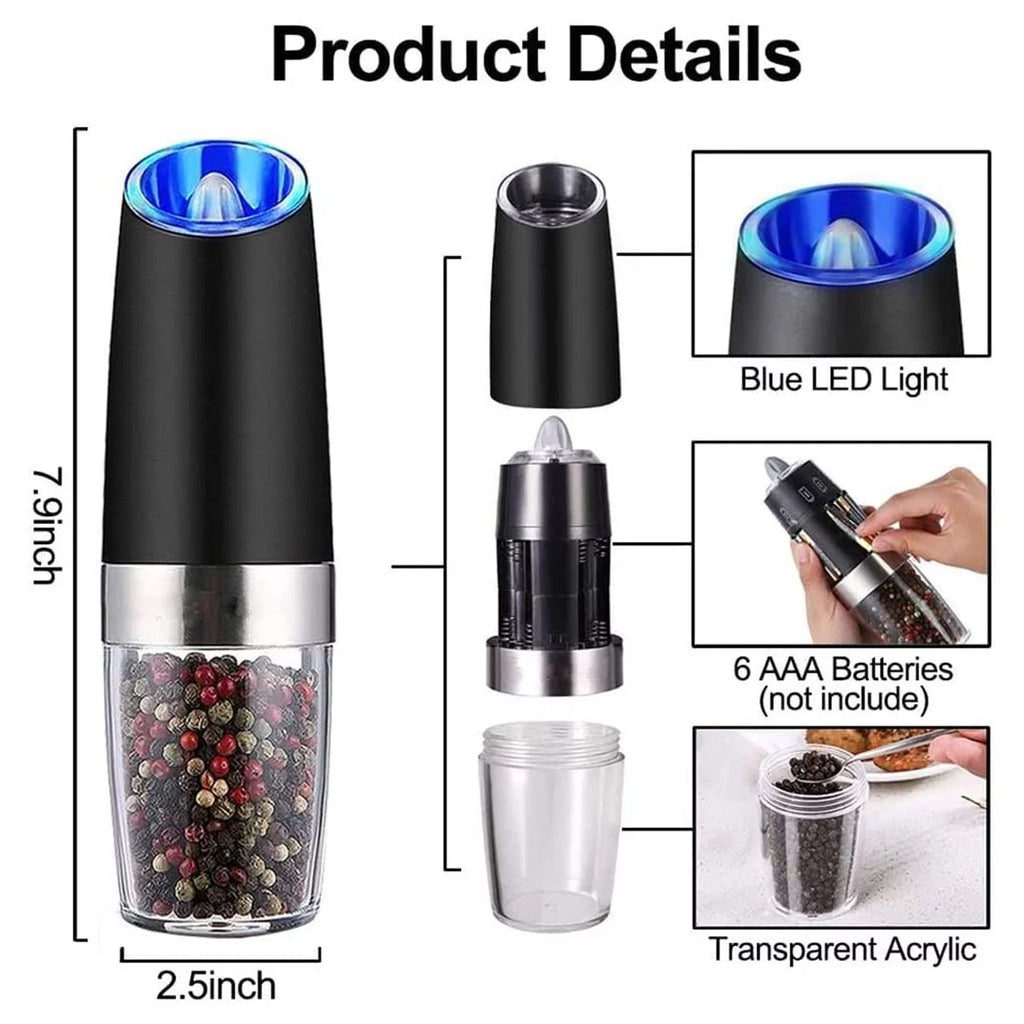 Salt and Pepper Grinder Set with Adjustable Coarseness and LED Light D3886