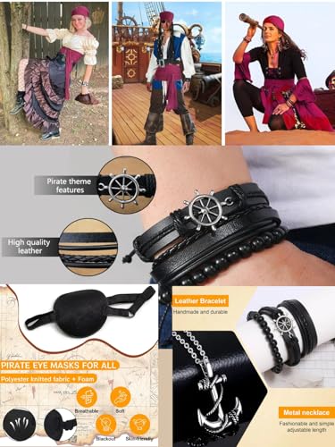 Men's Pirate Costume Outfit with Pants, Shirt, Sash and Accessories P814