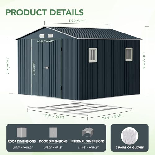 Outdoor Steel Storage Shed with Lockable Doors and Windows E249038