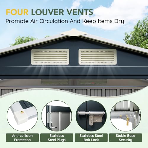 Outdoor Steel Storage Shed with Lockable Doors and Window L987864