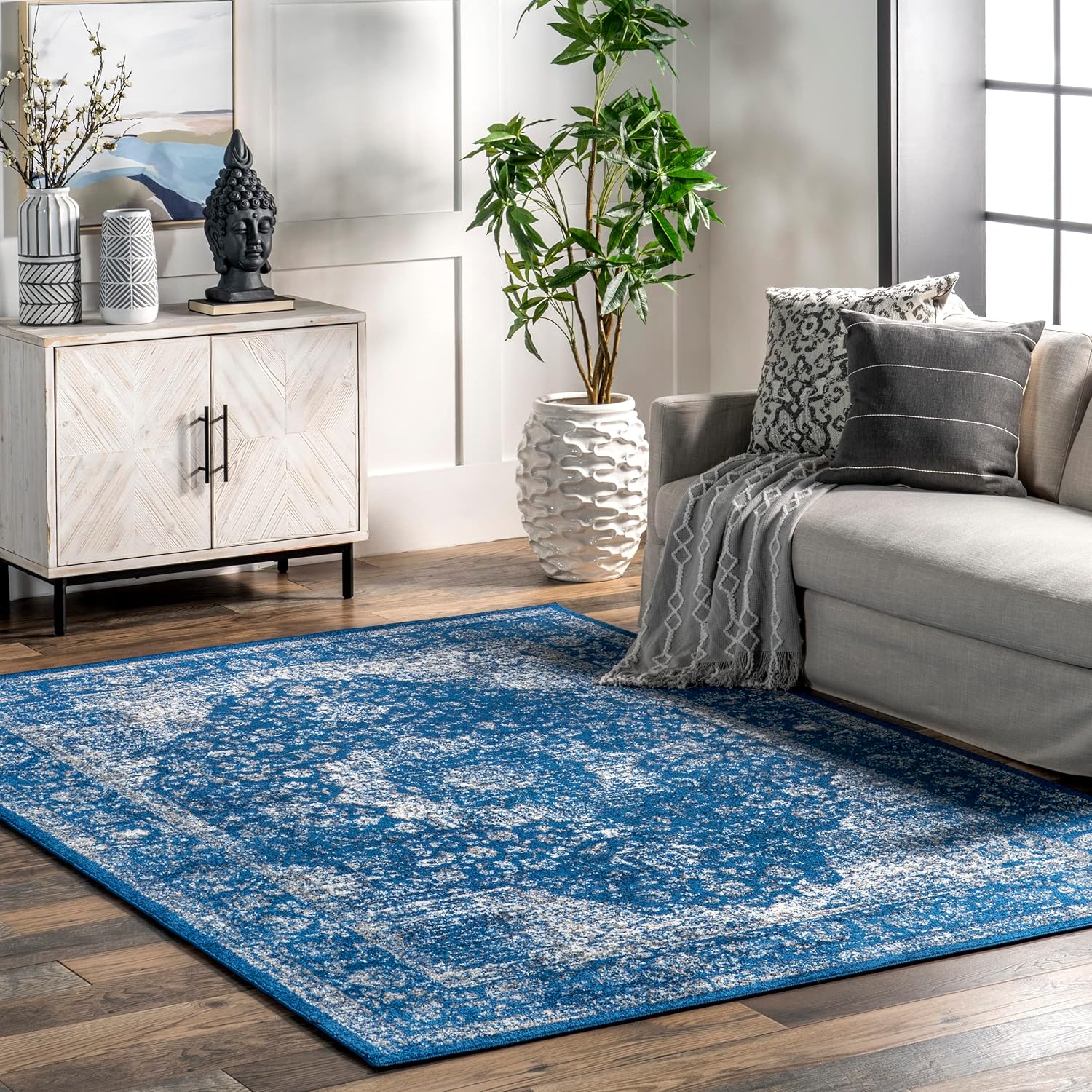 nuLOOM Verona Vintage Persian Runner Rug, 2' 8" x 8', Dark Blue