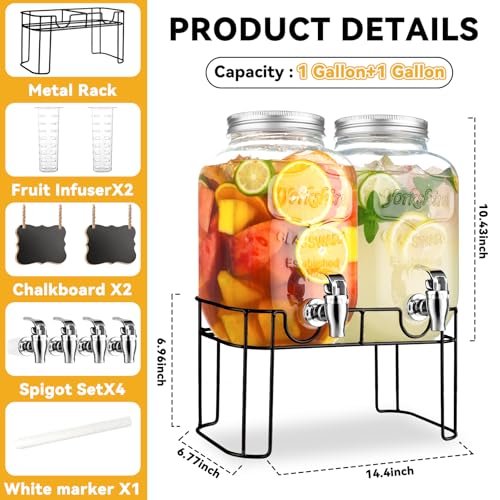 1 Gallon Glass Drink Dispenser with Stand and Spigot U10781