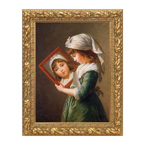 FOLKOR Solid Wood Frame for Canvas Paintings, Finished Ornate Canvas Frame for Oil Painting Art Prints, Antique Gold Frame for Home Office Living Room Wall Decor (Empty Frame, No Backboard)
