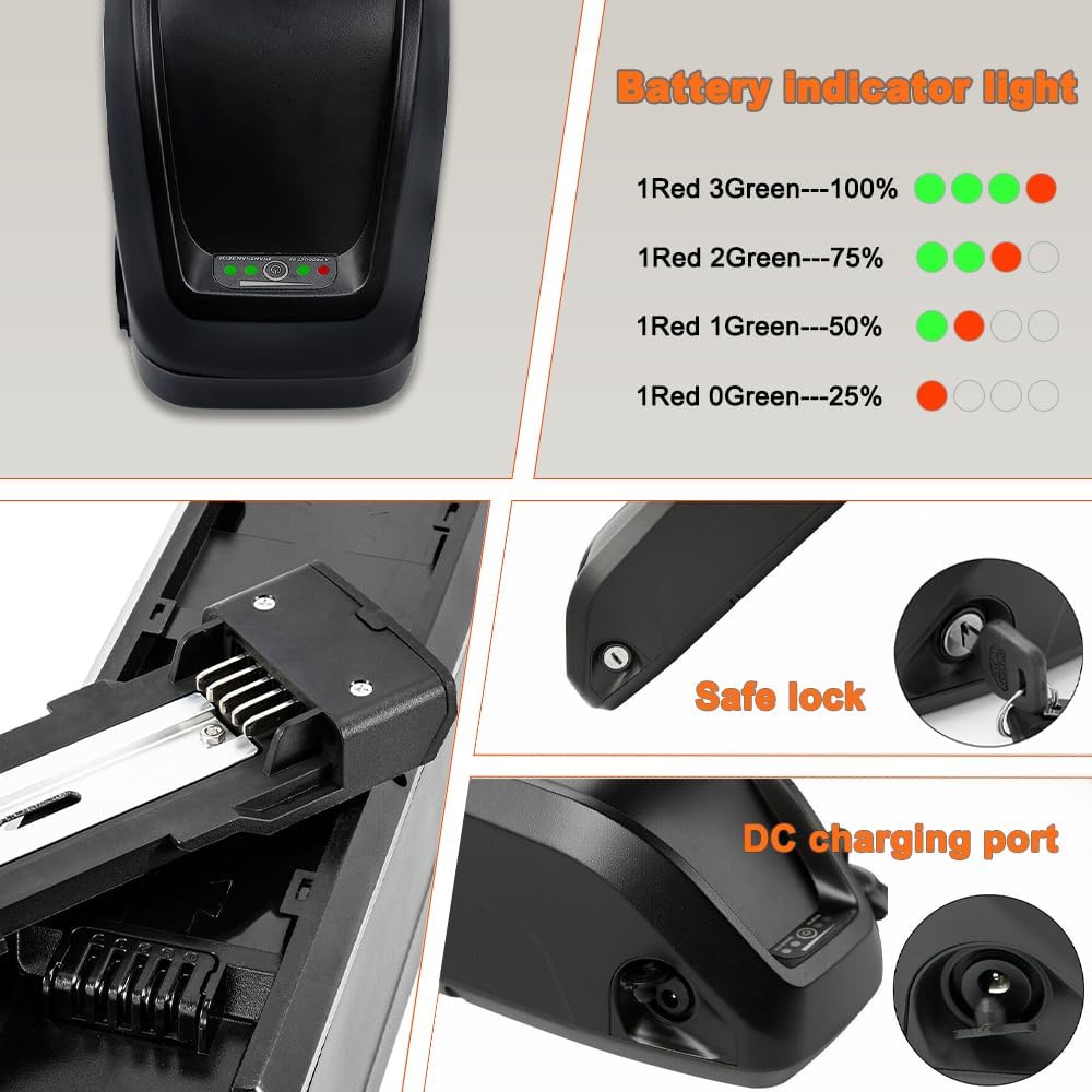 50V20Ah Lithium Downtube Ebike Battery with 35A BMS and 3A Charger X75558