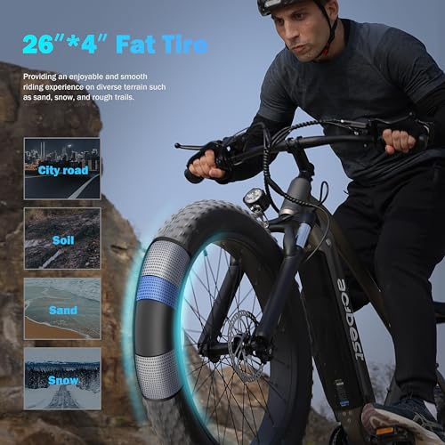 Electric Bike for Adults, 26" Fat Tire, 1400W Motor, 65 Miles Range E776