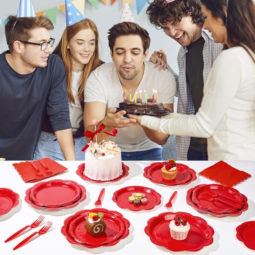 Ivory Paper Plates and Napkins Set for 50 Guests, Disposable Tableware with Utensils M509