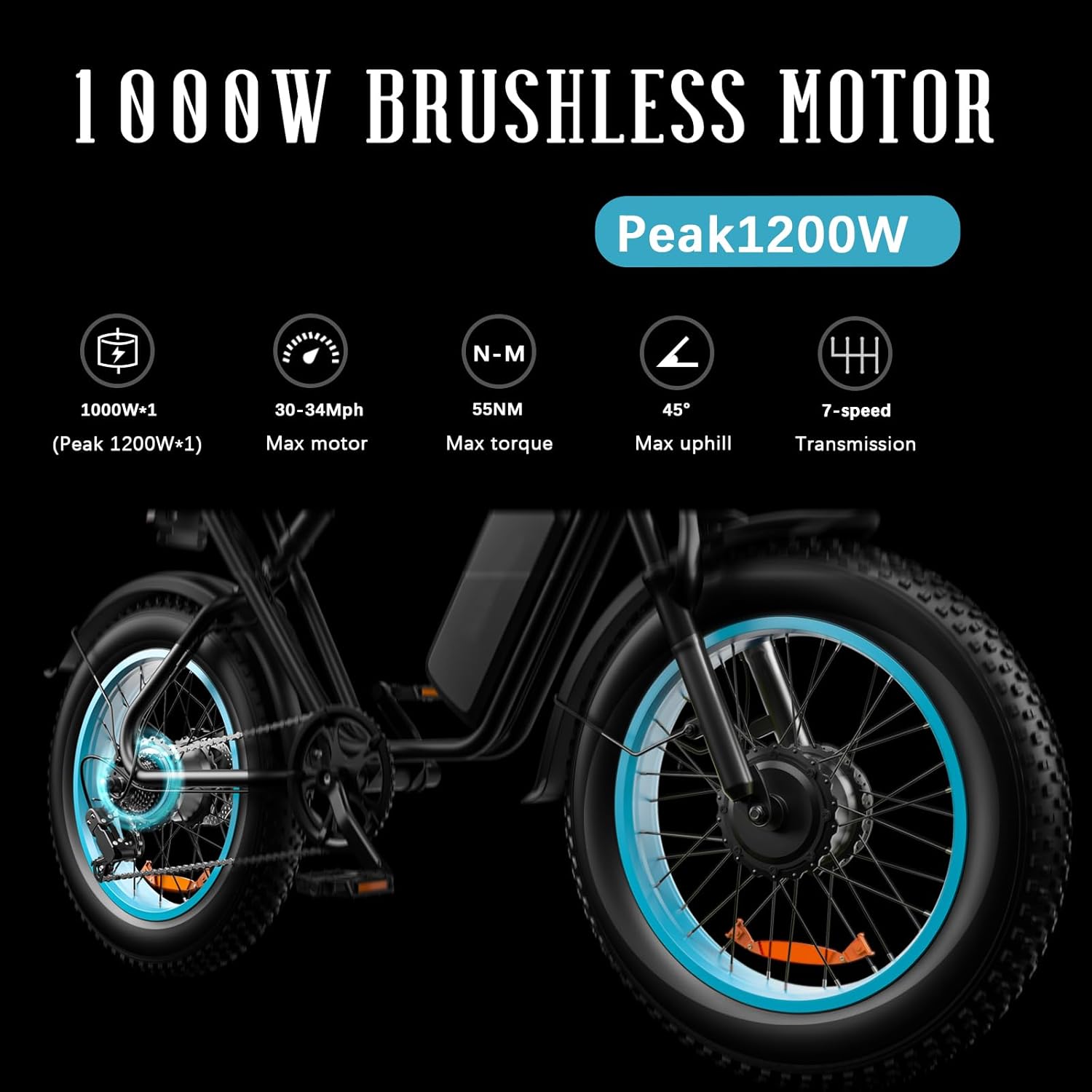 Electric Bike for Adults, 1000W Motor, Full Suspension, 20 x 4.0 Fat Tire, Green A5980