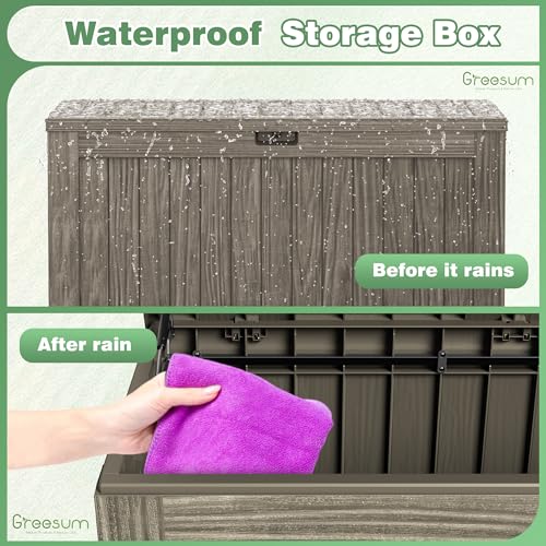 Outdoor Storage Box 120 Gallon with Lock, Resin Deck Box for Patio and Garden A6689