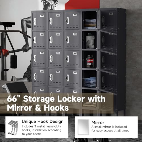 Metal Storage Cabinet, 5 Doors, Blue W429
