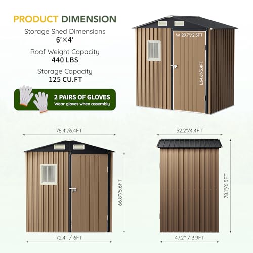 Outdoor Steel Storage Shed with Lockable Doors and Window L987864