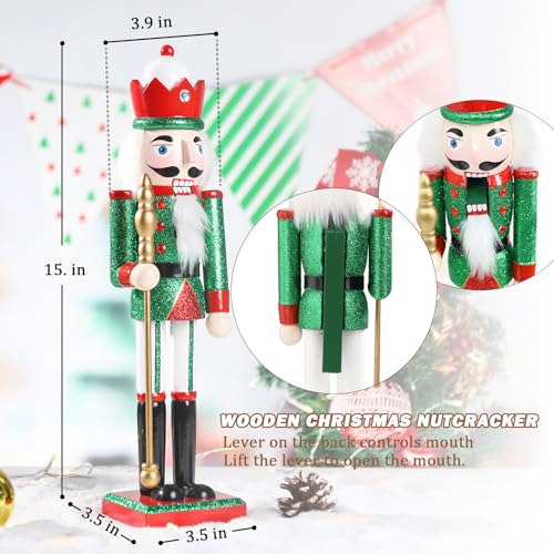 16 Inch Wooden Nutcracker Christmas Decoration for Table Desktop Fireplace Indoor Home H891