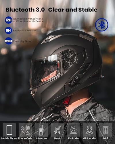 Bluetooth Modular Flip Up Full Face Motorcycle Helmet with Sun Shield Z8557