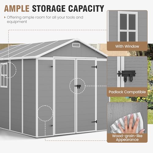 Outdoor Storage Shed 6x6 FT Resin with Floor and Lockable Door Z166
