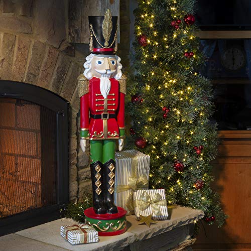 Red and Green Christmas Nutcracker Holiday Decoration, 37-inch Freestanding Resin I1504