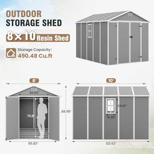 Outdoor Storage Shed 6x6 FT Resin with Floor and Lockable Door Z166