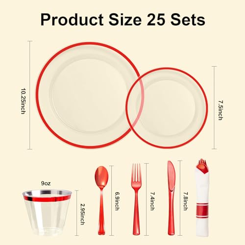 Disposable Plates and Cups Set for 50 Guests with Napkins and Cutlery V71219