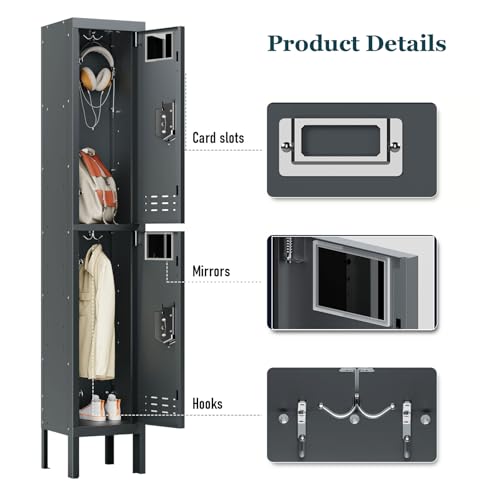 5-Door Steel Storage Locker with Hooks and Card Slots M92401