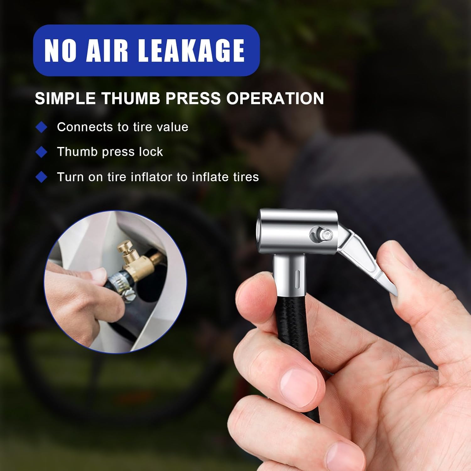 Tire Inflator Hose Adapter with Lock On Air Chuck V854614