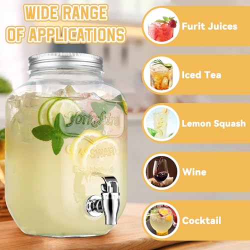 1 Gallon Glass Drink Dispenser with Stand and Spigot U10781
