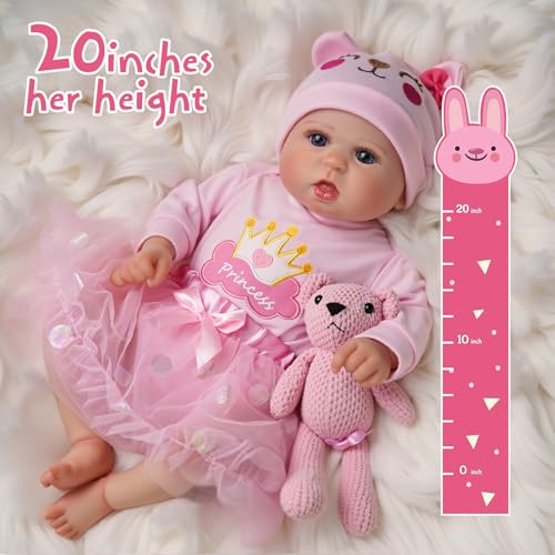 20-Inch Realistic Newborn Baby Doll Soft Cloth Body for Kids Age 3+ R6060