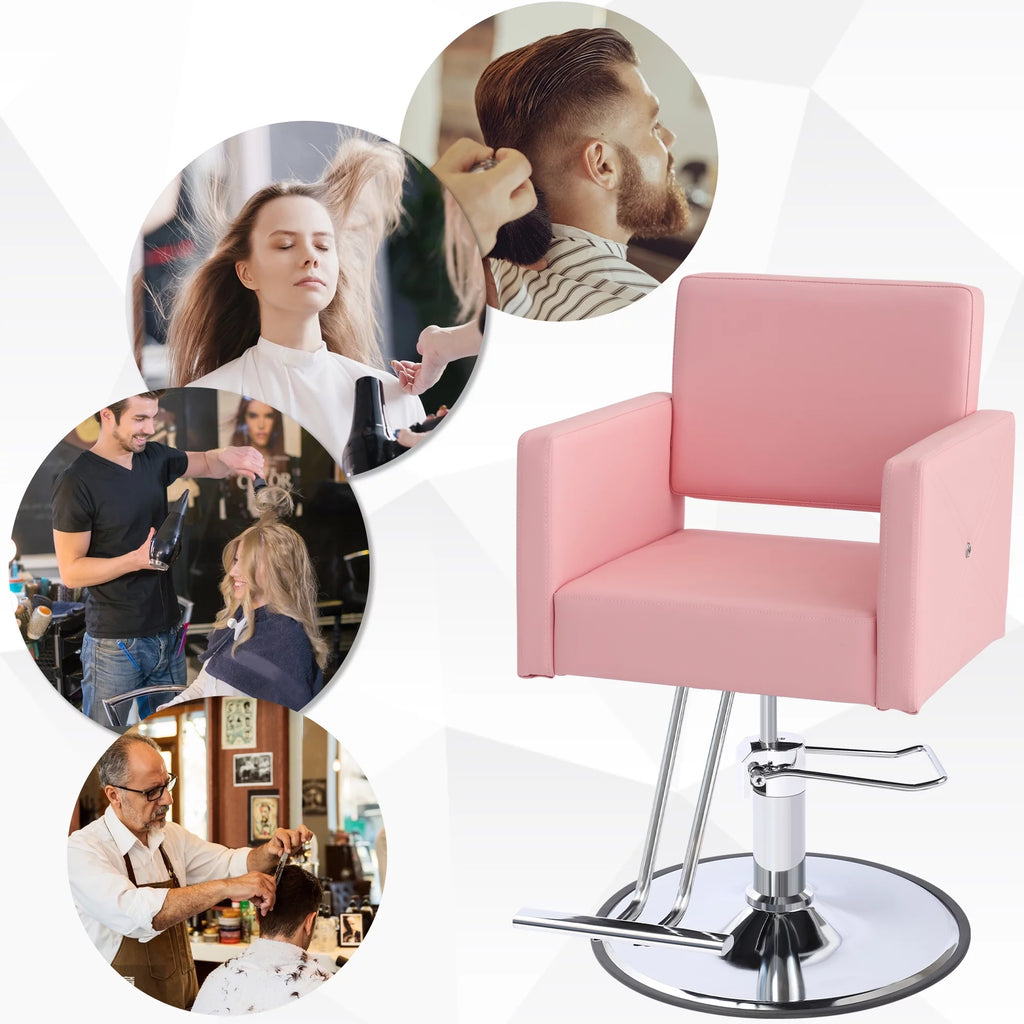 Pink Adjustable Salon Barber Chair with Foot Rest H348