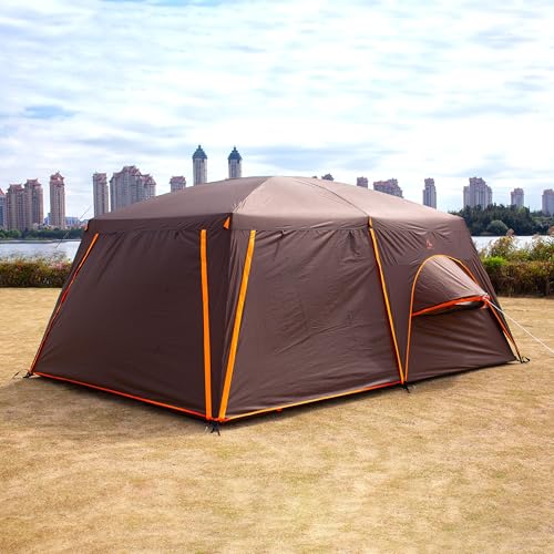 Extra Large Family Cabin Tent 2 Rooms 3 Doors 3 Windows Waterproof for Camping H460