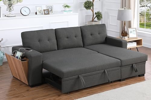 4-in-1 Convertible L Shaped Couch with Pull Out Bed and Storage Z983