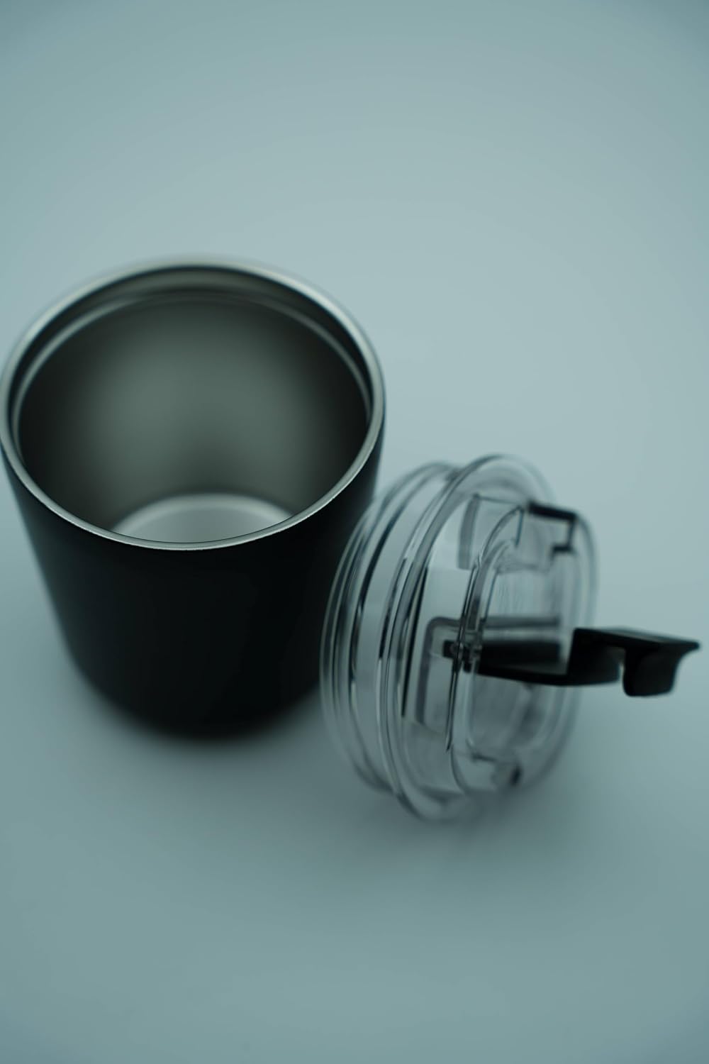 Stackable stainless steel espresso cup with lid, 8.8 oz O590036