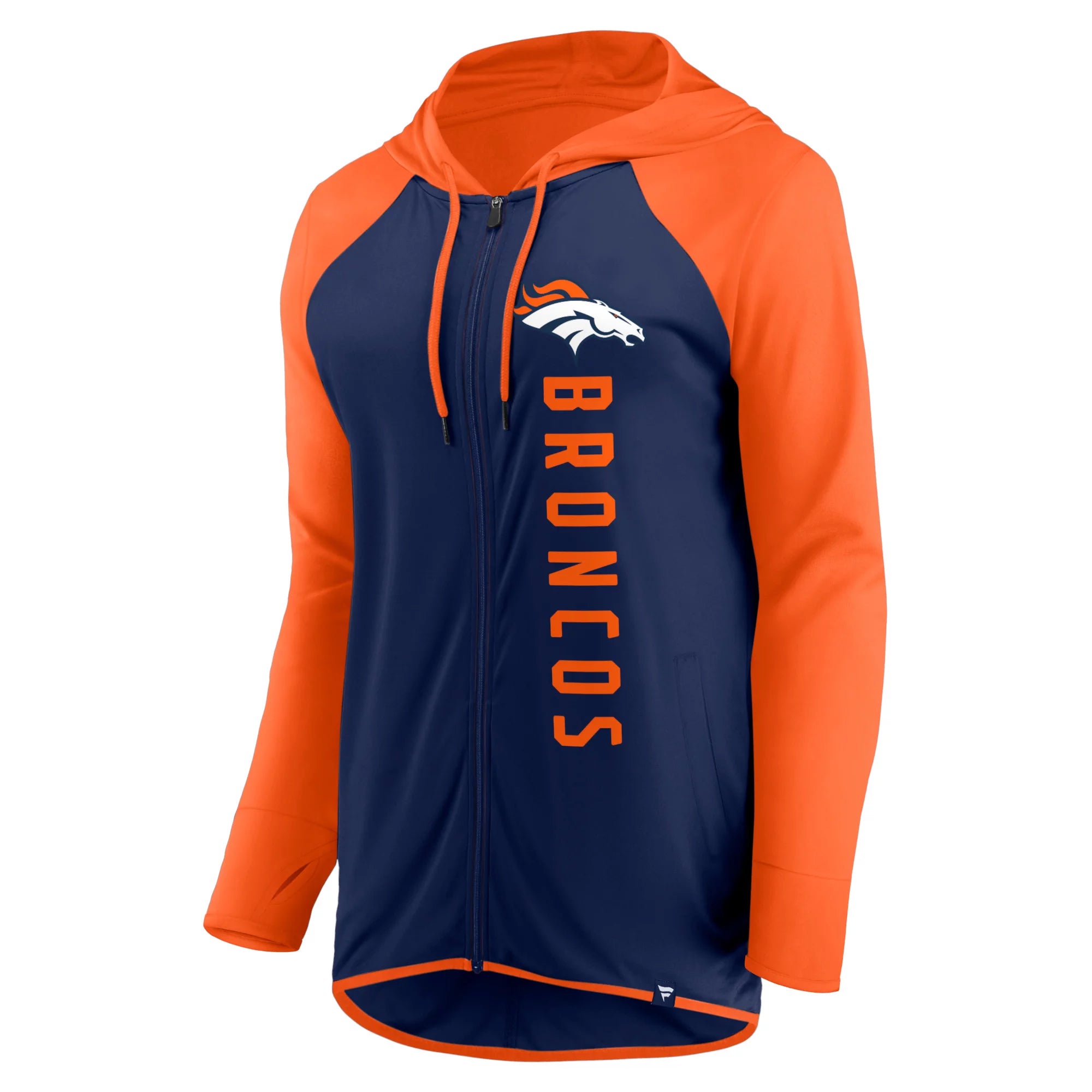 Navy Orange Denver Broncos Full-Zip Hoodie Z911