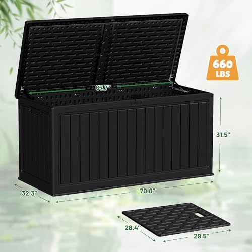 30 Gallon Waterproof Resin Deck Box for Outdoor Patio and Garden Storage Q30388