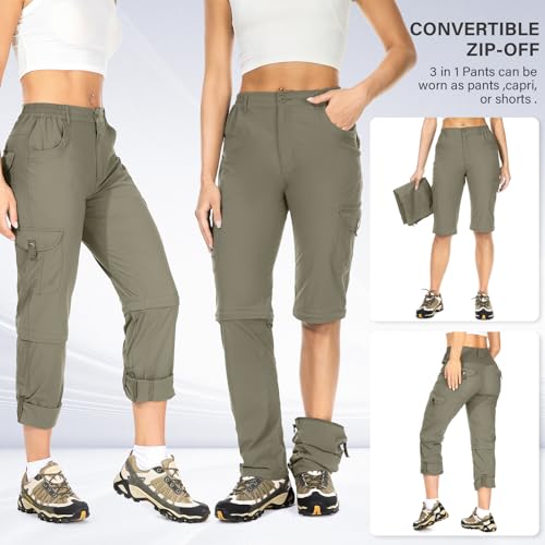 Women's Hiking Pants Convertible Quick Dry Lightweight Zip Off P44996