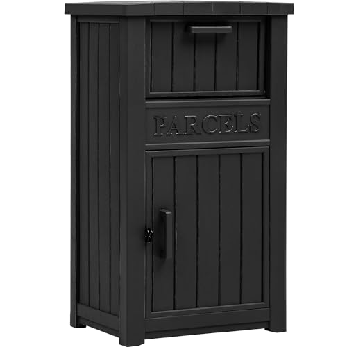 60 Gallon Outdoor Package Storage Box, Double-Wall Resin, Waterproof Deck Box for Porch O69284