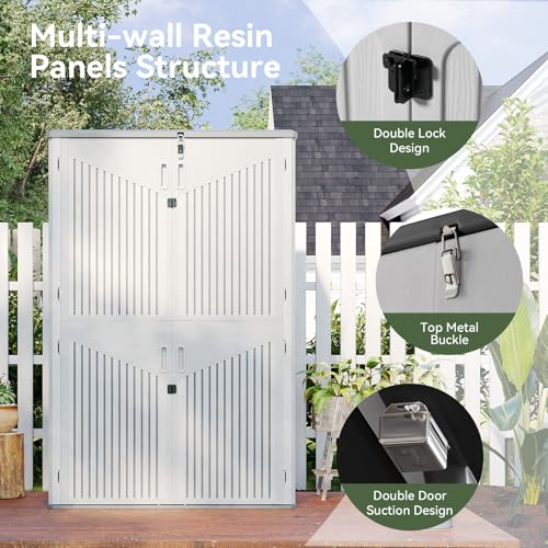 Outdoor Storage Shed with Floor, Waterproof Vertical Cabinet I260366