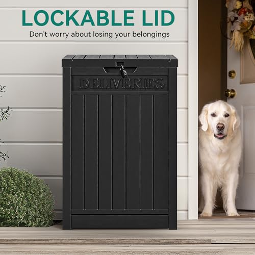 60 Gallon Outdoor Package Storage Box, Double-Wall Resin, Waterproof Deck Box for Porch O69284